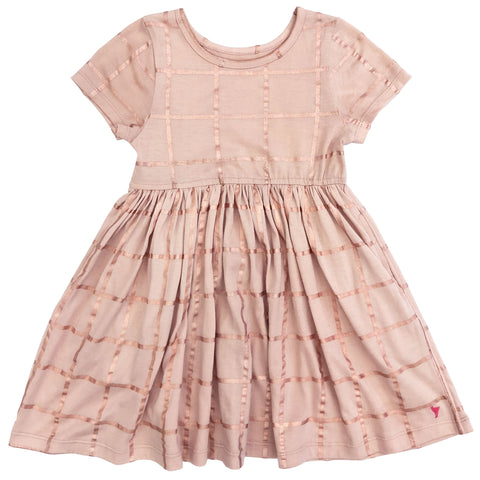 Pink Chicken Cloud Pink with Rose Gold Tattersall Steph Dress, Pink Chicken, Big Girls Clothing, Dress, Dress for Girls, Dresses for Girls, Els PW 5060, Little Girls Clothing, Little Girls Dr