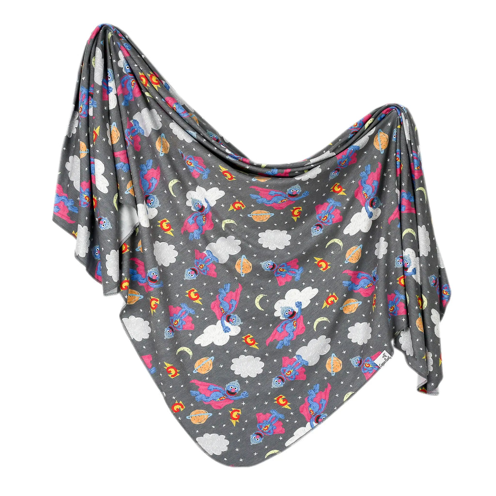 Copper Pearl Sesame Street Super Grover Knit Swaddle Blanket ...