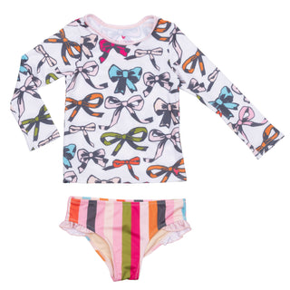 Pink Chicken Multi Bows Rash Guard Set, Pink Chicken, 2pc Rash Guard, 2pc Swimwear, Pink Chicken, Pink Chicken 2pc, Pink Chicken Bows, Pink Chicken Multi Bows, Pink Chicken Multi Bows Rash Gu