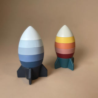 Three Hearts Rocket Ship Silicone Teether & Stacker - Muted, Three Hearts, cf-type-toy, cf-vendor-three-hearts, Rocket, Rocket Teether, Stacking Toy, Teether, Teething, Teething Toy, Three He