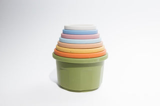 Three Hearts Silicone Stacking Cups - Army Green, Three Hearts, Stacking Cups, Stacking Toy, Teether, Teething, Teething Toy, Three Hearts, Three Hearts Modern Teething Accessories, three hea