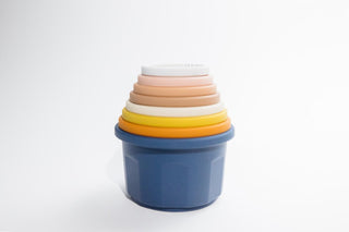 Three Hearts Silicone Stacking Cups - Navy, Three Hearts, Stacking Cups, Stacking Toy, Teether, Teething, Teething Toy, Three Hearts, Three Hearts Modern Teething Accessories, three hearts te