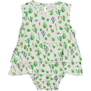 Tickety Boo Prickly Cactus Bamboo Ruffled Dress, Tickety Boo, Arizona, Cactus, Onesie Dress, Prickly Cactus, Ruffled Dress, Tickety Boo, Tickety Boo Clothing, Tickety Boo Onesie Dress, Ticket