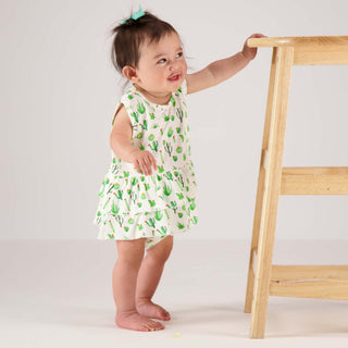 Tickety Boo Prickly Cactus Bamboo Ruffled Dress, Tickety Boo, Arizona, Cactus, Onesie Dress, Prickly Cactus, Ruffled Dress, Tickety Boo, Tickety Boo Clothing, Tickety Boo Onesie Dress, Ticket
