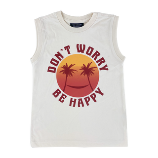 Tiny Whales Don't Worry Be Happy Natural Muscle Tee, Tiny Whales, Boys Clothing, cf-size-10y, cf-size-12-14, cf-size-7y, cf-type-shirt, cf-vendor-tiny-whales, CM22, Don't Worry Be Happy, Made
