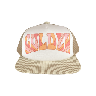 Tiny Whales Golden Trucker Hat, Tiny Whales, Girl Hat, Golden, Made in the USA, Tiny Whales, Tiny Whales Hat, tiny whales SS23, Tiny Whales Sun Child Trucker Hat, Tiny Whales Trucker Hat, Tru