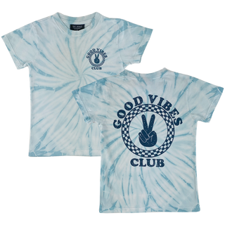 Tiny Whales Good Vibes Club Blue Tie Dye S/S Tee, Tiny Whales, Boys Clothing, cf-size-8y, cf-type-shirt, cf-vendor-tiny-whales, CM22, Good Vibes Club, Made in the USA, Tiny Whales, Tiny Whale
