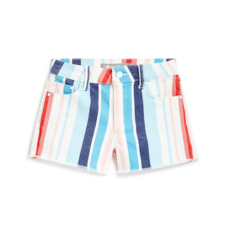 Tractr Girls Brittany Colorful Stripe Short (7-14), Tractr, cf-size-10, cf-size-14, cf-type-shorts, cf-vendor-tractr, CM22, Colorful Stripe, Denim Shorts, Shorts, Tractr, Tractr (7-14), Tract