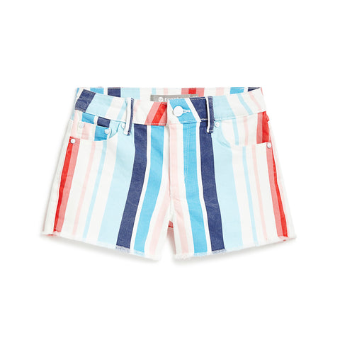 Tractr Girls Brittany Colorful Stripe Short (7-14), Tractr, cf-size-10, cf-size-14, cf-type-shorts, cf-vendor-tractr, CM22, Colorful Stripe, Denim Shorts, Shorts, Tractr, Tractr (7-14), Tract