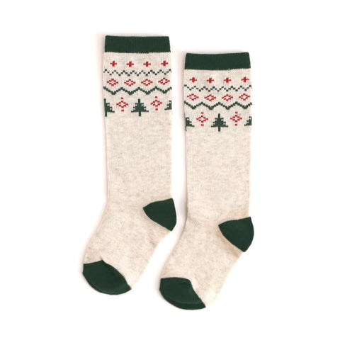 Little Stocking Co Knee High Socks - Tree Fair Isle, Little Stocking Co, All Things Holiday, Christmas, Christmas Socks, Holiday, Little Stocking Co, Little Stocking Co Knee high Sock, Little