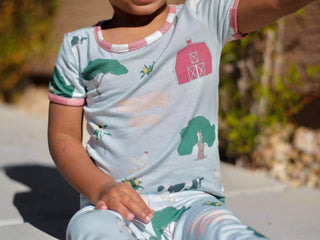 Two Peas Clothing Co E-I-E-I-O S/S Pajama Set, Two Peas Clothing Co, cf-size-2t, cf-size-5t, cf-size-6y, cf-size-7y, cf-type-pajama-set, cf-vendor-two-peas-clothing-co, CM22, eieio, Short sle