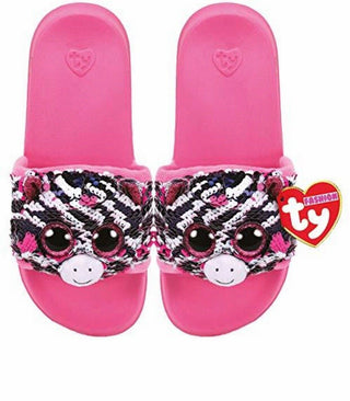 Ty Reversible Sequin Slides - Zoey the Zebra, Ty Inc, Shoes, Ty, Ty Reversible Sequin, Ty Reversible Sequin Pool Slide, Ty Reversible Sequin Slides Zoey the Zebra, Ty Reversible Sequin Zoey t