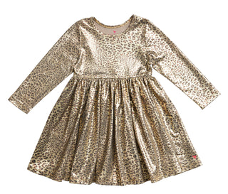 Pink Chicken Liza Lame L/S Dress - Leopard Metallic, Pink Chicken, Big Girls Clothing, Dress, Dress for Girls, Dresses for Girls, Little Girls Clothing, Little Girls Dress, Little Girls Dress