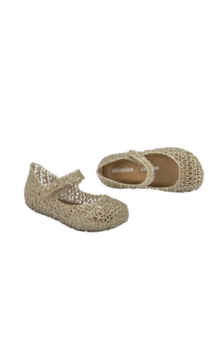 Mini Melissa Mini Campana Papel - Gold, Grendene, Campana, cf-size-10, cf-size-11, cf-size-12, cf-size-6, cf-size-7, cf-size-8, cf-size-9, cf-type-shoes, cf-vendor-grendene, Glitter, Gold Gli