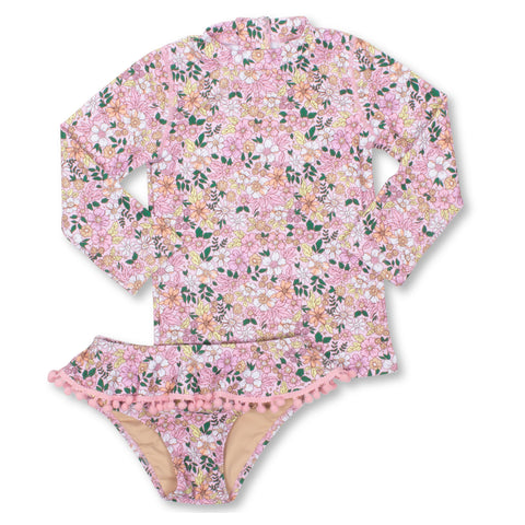 Shade Critters Pink Ditsy Floral Rashguard Set, Shade Critters, Bathing Suit, cf-size-12m-6-12m, cf-type-swimwear, cf-vendor-shade-critters, Girls Swimwear, Pink Ditsy Floral, Rash Guard, Sha