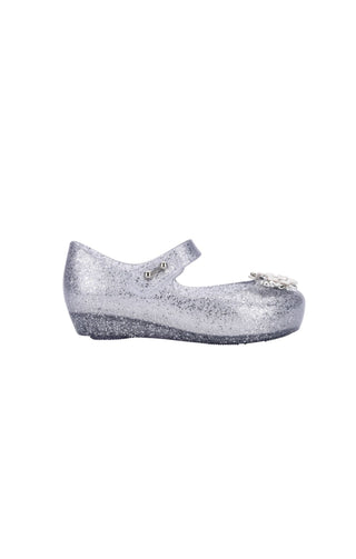 Mini Melissa Mini Ultra Chrome BB - Clear Glitter Silver, Grendene, cf-size-10, cf-size-11, cf-size-7, cf-type-shoes, cf-vendor-grendene, Clear Glitter Silver, Flower Shoe, Grendene, Grendene