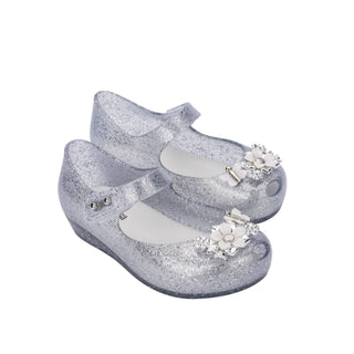 Mini Melissa Mini Ultra Chrome BB - Clear Glitter Silver, Grendene, cf-size-10, cf-size-11, cf-size-7, cf-type-shoes, cf-vendor-grendene, Clear Glitter Silver, Flower Shoe, Grendene, Grendene