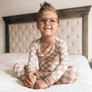 Dream Big Little Co Sandy Checkers L/S Dream Set, Dream Big Little Co, cf-size-4t, cf-size-5-6, cf-type-pajamas, cf-vendor-dream-big-little-co, Charcoal Checkers, Checkers, DBLC, Dream Big Li