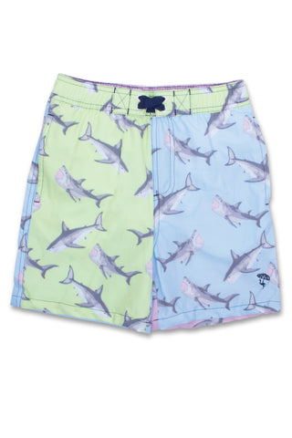 Shade Critters Water Appearing Sharks Colorblock Swim Trunks, Shade Critters, Bathing Suit, Boy Swimwear, Boys Swim Trunks, cf-size-12m-6-12m, cf-size-18m-12-18m, cf-type-swimwear, cf-vendor-