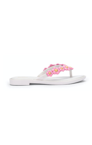 Mini Melissa Spring Flip Flops - White / Pink, Grendene, cf-size-11, cf-size-12, cf-size-3, cf-type-sandal, cf-vendor-grendene, Flower Flip Flop, Grendene, Grendene Mini Melissa, Grendene Sho