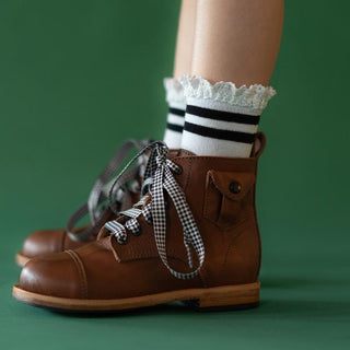 Little Stocking Co Lace Midi Socks - Black Stripe, Little Stocking Co, Cyber Monday, Holiday Socks, Lace Ruffle Socks, Lace Socks, Little Stocking Co, Little Stocking Co Lace Midi, Little Sto