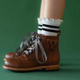 Little Stocking Co Lace Midi Socks - Black Stripe, Little Stocking Co, Cyber Monday, Holiday Socks, Lace Ruffle Socks, Lace Socks, Little Stocking Co, Little Stocking Co Lace Midi, Little Sto