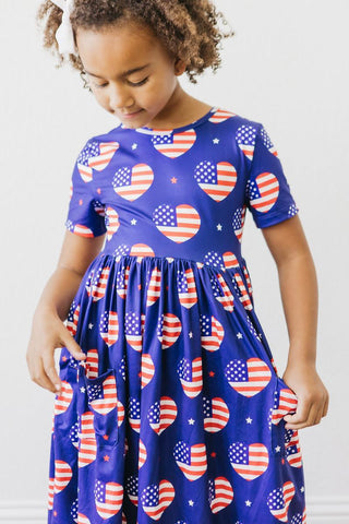 Mila & Rose I Heart the USA S/S Pocket Twirl Dress, Mila & Rose, 4th of July, 4th of July Dress, cf-size-4t, cf-type-dress, cf-vendor-mila-&-rose, CM22, I Heart the USA, Mila & Rose, Mila & R