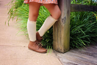 Little Stocking Co Lace Top Knee High Socks - Vanilla Cream, Little Stocking Co, cf-size-0-6-months, cf-size-1-5-3y, cf-size-4-6y, cf-size-6-18-months, cf-size-7-10y, cf-type-knee-high-socks,