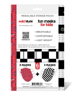 Kids Disposable Masks - Skater / Checkers, Watchitude, Child Face Mask, Child Face MAskCute Kids Face MAsk, Cotton Face Mask, Cute Kids Mask, Disposable Face Mask, Els PW 11399, Face Mask, Fa