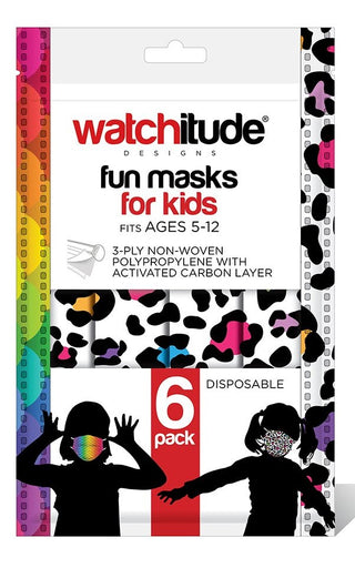 Kids Disposable Masks - Leopard Camo / Rainbow, Watchitude, Child Face Mask, Child Face MAskCute Kids Face MAsk, Cotton Face Mask, Cute Kids Mask, Disposable Face Mask, Els PW 11399, Face Mas