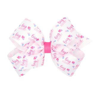 Big Sister Printed Grosgrain Hair Bow on Clippie, Wee Ones, Big Sister, Big Sister Printed Grosgrain Hair Bow on Clippie, cf-size-king, cf-size-medium, cf-type-hair-bow, cf-vendor-wee-ones, H