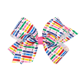 Crayon Printed Grosgrain Hair Bow on Clippie, Wee Ones, Alligator Clip, Alligator Clip Hair Bow, Back To School, Clippie, Clippie Hair Bow, Crayon Printed Grosgrain Hair Bow on Clippie, Hair 