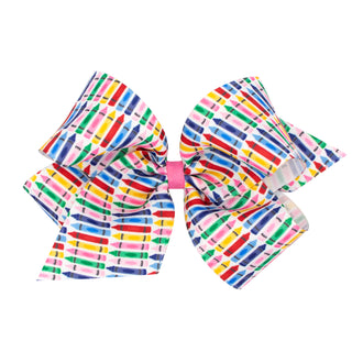 Crayon Printed Grosgrain Hair Bow on Clippie, Wee Ones, Alligator Clip, Alligator Clip Hair Bow, Back To School, Clippie, Clippie Hair Bow, Crayon Printed Grosgrain Hair Bow on Clippie, Hair 