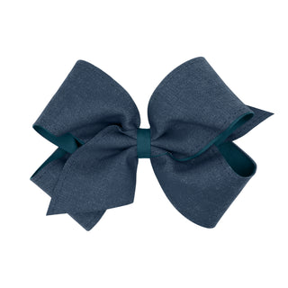 Denim Colored Denim Hair Bow on Clippie, Wee Ones, Alligator Clip, Alligator Clip Hair Bow, Clippie, Clippie Hair Bow, Denim Colored Denim Hair Bow on Clippie, Denim Hair Bow, Hair Bow, Hair 