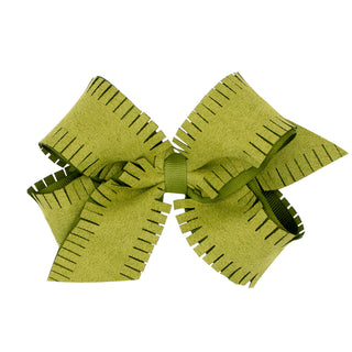 King Faux Suede Overlay Grosgrain Bow on Clippie, Wee Ones, cf-type-hair-bow, cf-vendor-wee-ones, Medium Faux Suede Overlay Grosgrain Bow on Clippie, Medium Overlay Grosgrain Bow on Clippie (