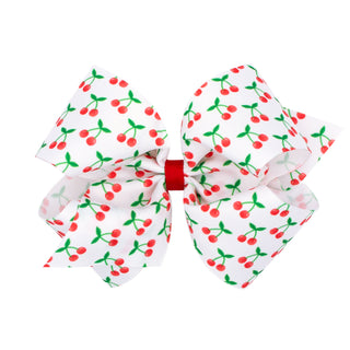 King Fruit Print Grosgrain Print Hair Bow on Clippie, Wee Ones, Alligator Clip, Alligator Clip Hair Bow, cf-type-hair-bow, cf-vendor-wee-ones, Clippie, Clippie Hair Bow, Fruit Print Grosgrain