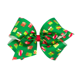 King Holiday Grosgrain Printed Hair Bow on Clippie (6 Prints Available), Wee Ones, All Things Holiday, cf-type-hair-bow, cf-vendor-wee-ones, Christmas Bow, Hair Bow, Holiday Hair Bow, jolly h