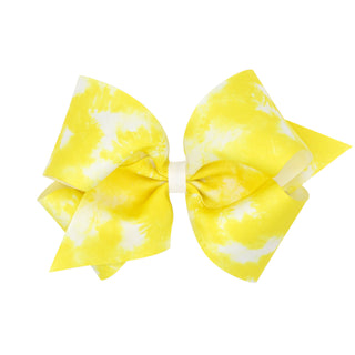 King Tie Dye Print Grosgrain Hair Bow on Clippie, Wee Ones, Alligator Clip, Alligator Clip Hair Bow, cf-type-hair-bow, cf-vendor-wee-ones, Clippie, Clippie Hair Bow, Hair Bow, Hair Bows, King