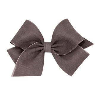 Medium Canvas Linen & Satin Overlay Hair Bow on Clippie, Wee Ones, cf-size-azalea, cf-size-brown, cf-size-vapor, cf-type-hair-bow, cf-vendor-wee-ones, Medium Linen & Satin Overlay Hair Bow on