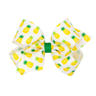 Medium Fruit Print Grosgrain Print Hair Bow on Clippie, Wee Ones, Alligator Clip, Alligator Clip Hair Bow, cf-type-hair-bow, cf-vendor-wee-ones, Clippie, Clippie Hair Bow, Fruit Print Grosgra