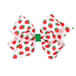 Medium Fruit Print Grosgrain Print Hair Bow on Clippie, Wee Ones, Alligator Clip, Alligator Clip Hair Bow, cf-type-hair-bow, cf-vendor-wee-ones, Clippie, Clippie Hair Bow, Fruit Print Grosgra