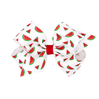 Medium Fruit Print Grosgrain Print Hair Bow on Clippie, Wee Ones, Alligator Clip, Alligator Clip Hair Bow, cf-type-hair-bow, cf-vendor-wee-ones, Clippie, Clippie Hair Bow, Fruit Print Grosgra