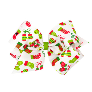 Medium Holiday Grosgrain Printed Hair Bow on Clippie (6 Prints Available), Wee Ones, All Things Holiday, cf-type-hair-bow, cf-vendor-wee-ones, Christmas Bow, Hair Bow, Holiday Hair Bow, jolly