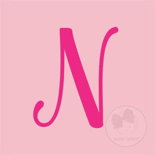 Medium Light Pink w/Hot Pink Monogram Hair Bow on Clippie, Wee Ones, Alligator Clip, Alligator Clip Hair Bow, cf-type-hair-bow, cf-vendor-wee-ones, Clippie, Grosgrain, Hair Bow, Initial, Init
