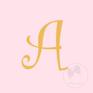 Medium Light Pink w/Metallic Gold Initial Hair Bow on Clippie, Wee Ones, Alligator Clip, Alligator Clip Hair Bow, cf-type-hair-bow, cf-vendor-wee-ones, Clippie, CM22, Grosgrain, Hair Bow, Ini