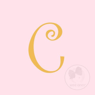Medium Light Pink w/Metallic Gold Initial Hair Bow on Clippie, Wee Ones, Alligator Clip, Alligator Clip Hair Bow, cf-type-hair-bow, cf-vendor-wee-ones, Clippie, CM22, Grosgrain, Hair Bow, Ini