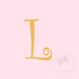 Medium Light Pink w/Metallic Gold Initial Hair Bow on Clippie, Wee Ones, Alligator Clip, Alligator Clip Hair Bow, cf-type-hair-bow, cf-vendor-wee-ones, Clippie, CM22, Grosgrain, Hair Bow, Ini