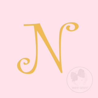 Medium Light Pink w/Metallic Gold Initial Hair Bow on Clippie, Wee Ones, Alligator Clip, Alligator Clip Hair Bow, cf-type-hair-bow, cf-vendor-wee-ones, Clippie, CM22, Grosgrain, Hair Bow, Ini
