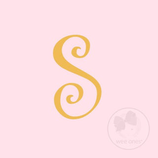 Medium Light Pink w/Metallic Gold Initial Hair Bow on Clippie, Wee Ones, Alligator Clip, Alligator Clip Hair Bow, cf-type-hair-bow, cf-vendor-wee-ones, Clippie, CM22, Grosgrain, Hair Bow, Ini