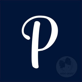 Medium Navy w/White Monogram Hair Bow on Clippie, Wee Ones, Alligator Clip, Alligator Clip Hair Bow, cf-type-hair-bow, cf-vendor-wee-ones, Clippie, Grosgrain, Hair Bow, Initial, Initial Hair 